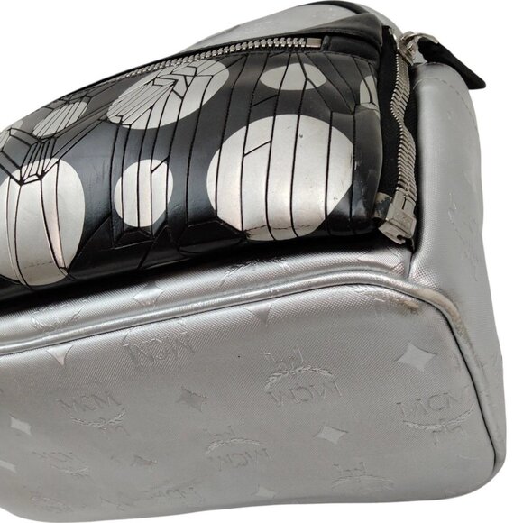 (L5) Authentic MCM Backpack Bag Silver PVC Luxury Vintage Designer Handbag - Picture 5 of 9